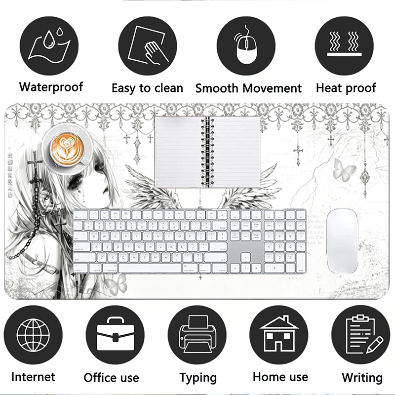 Leather Mousepad Black White A - Gaming Office Accessories ulasan dan harga